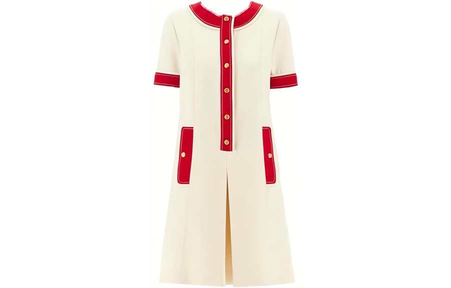 GUCCI SS23 Short Sleeved Dress Women's White