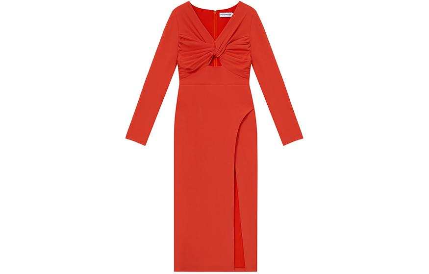 Self-portrait Self portrait Long Sleeved Dress Women's Bright Orange