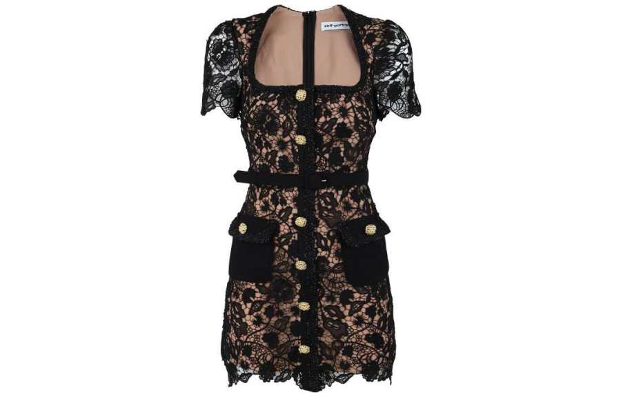 Self-portrait Self portrait SS23 Short Sleeved Dress Women's Black