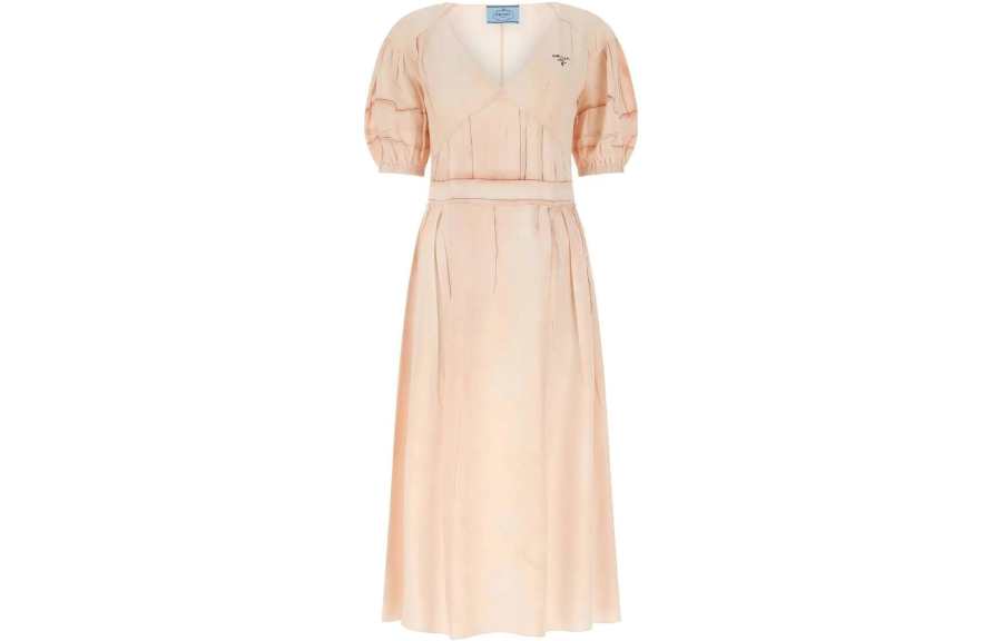 PRADA SS22 Short Sleeved Dress Women's Beige