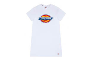 Dickies Short Sleeved Dresses Women's White Crew Neck Moderate Short