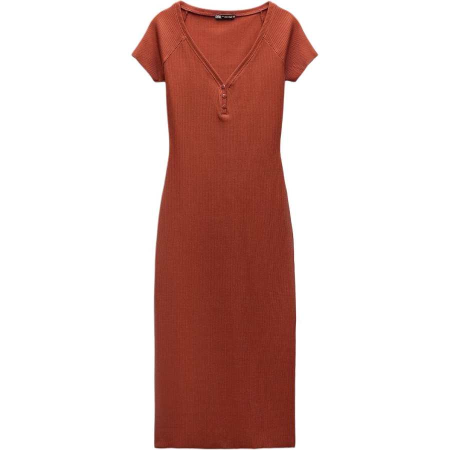 ZARA Short Sleeved Dress Women's Brown