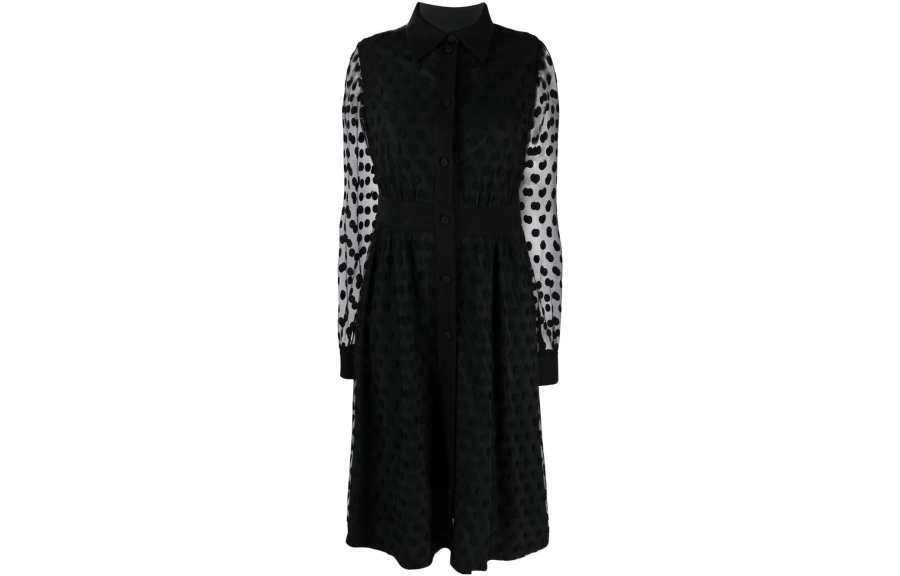 MOSCHINO Long Sleeved Dresses Women's Black V Neck