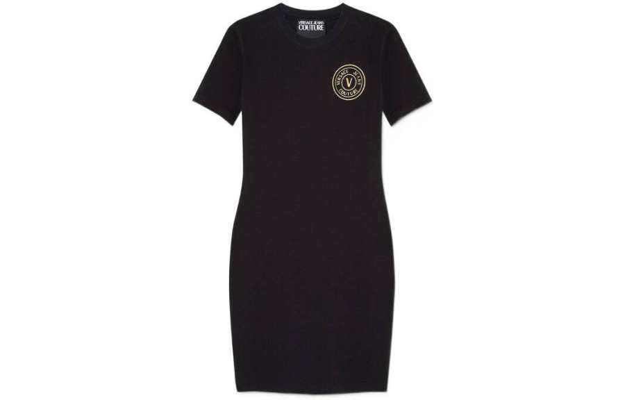 VERSACE JEANS COUTURE SS23 Short Sleeved Dress Women's Black