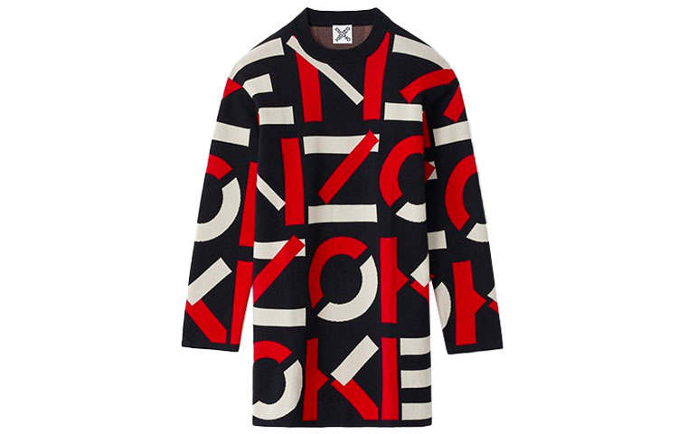 KENZO KENZO Letter Logo FW21 Long Sleeved Dress Women's China Red