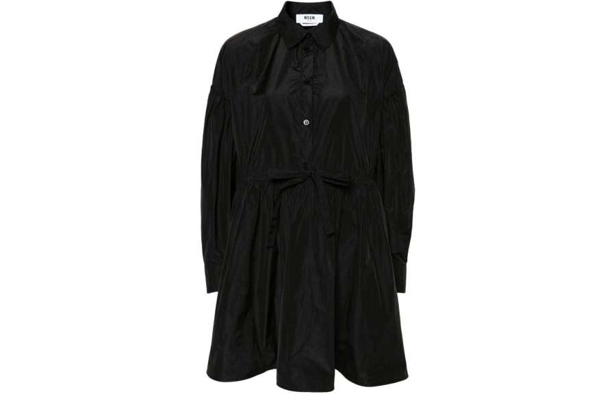 MSGM MSGM Drawstring Waist Flared Mini Shirt Dress