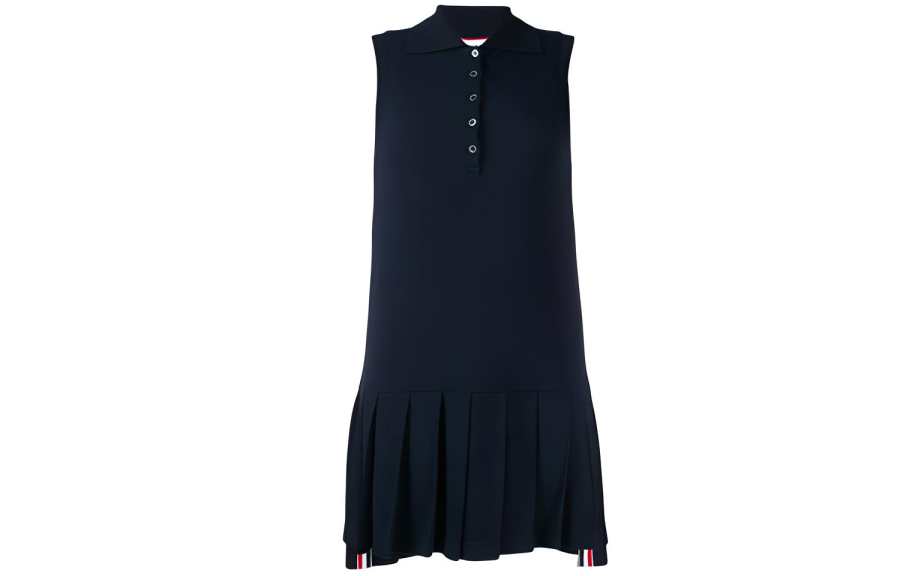 Thom Browne Rwb stripe sleeveless pleated tennis dress