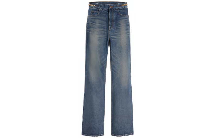 CELINE Jeans Women's Blue Moderate Straight Fit Pants