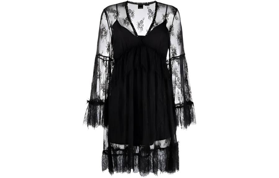 PINKO SS22 Long Sleeved Dress Women's Black