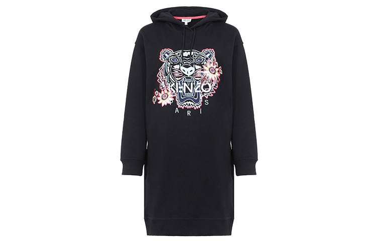 KENZO Long Sleeved Dresses Women's Black Hooded Moderate