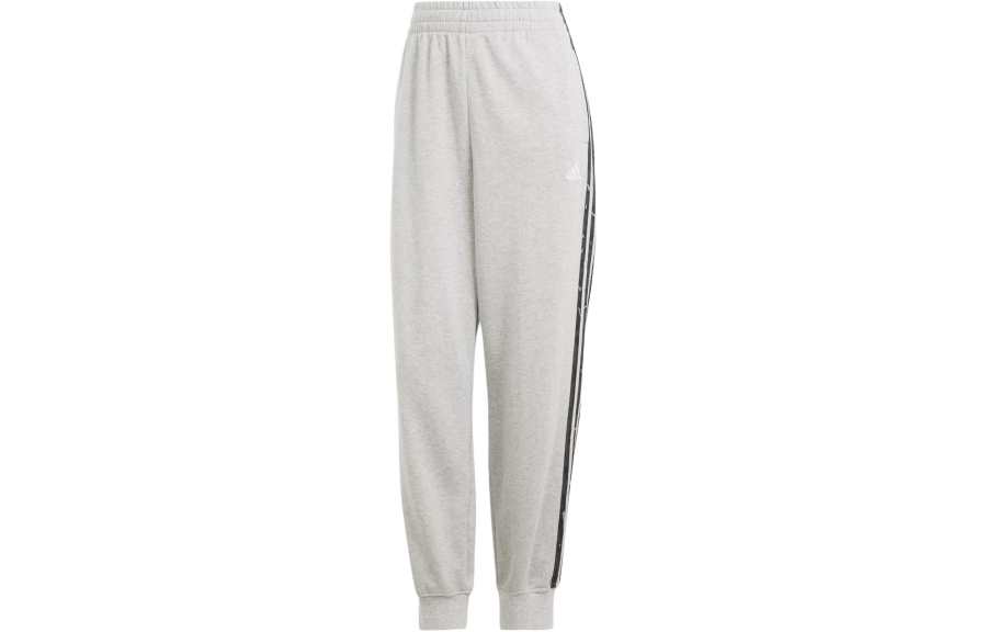 Adidas Adidas Essentials 3 Stripes Animal Print 7/8 Joggers Knitted Sweatpants Women's Gray