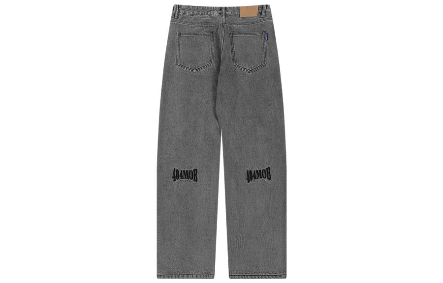 404MOB GANG Jeans Unisex Gray Moderate Straight Fit Pants