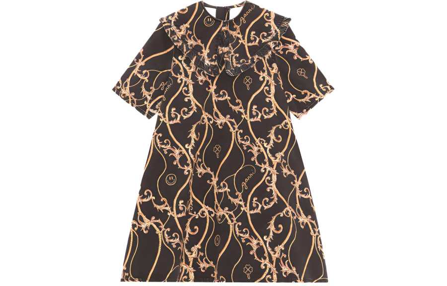 Ganni baroque print denim mini dress