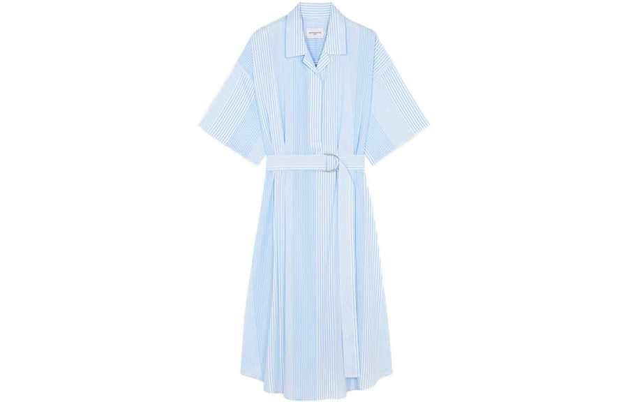 Maison Kitsune Short Sleeved Dresses Women's Blue Polo Collar Moderate