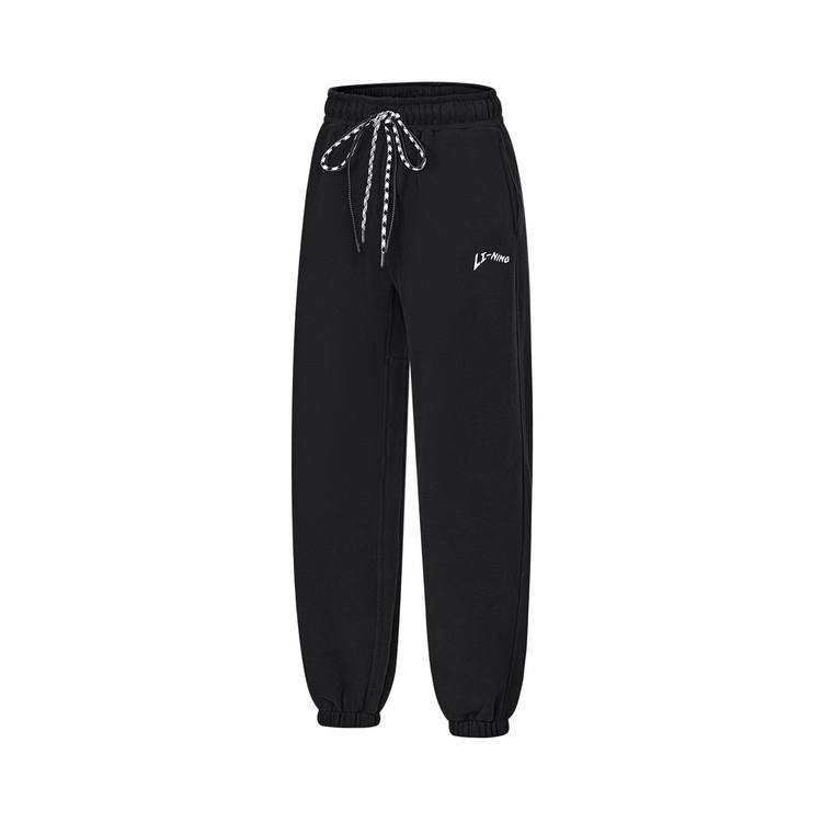 Li-Ning Li Ning Fitness Series Knitted Sweatpants Women's Black Thickened Cuffed Pants