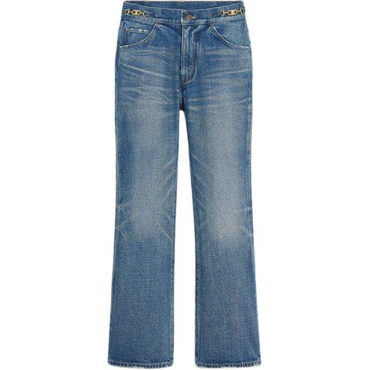 CELINE Jeans Women's Blue Moderate Straight Fit Pants