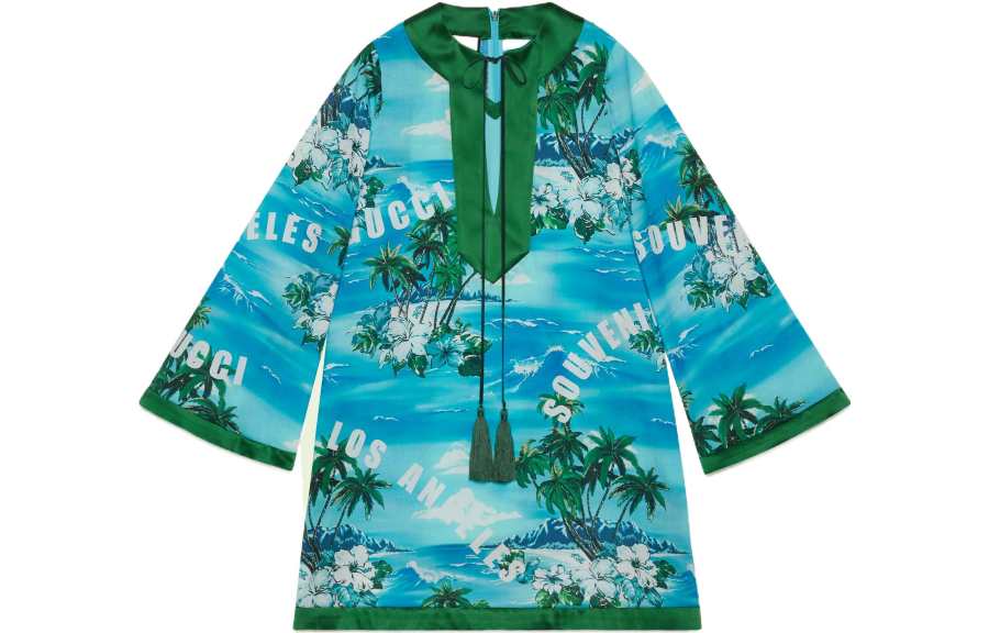 GUCCI SS22 Long Sleeved Dress Women's Blue