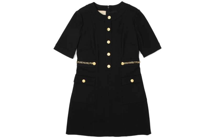 GUCCI Short Sleeved Dress Women's Black