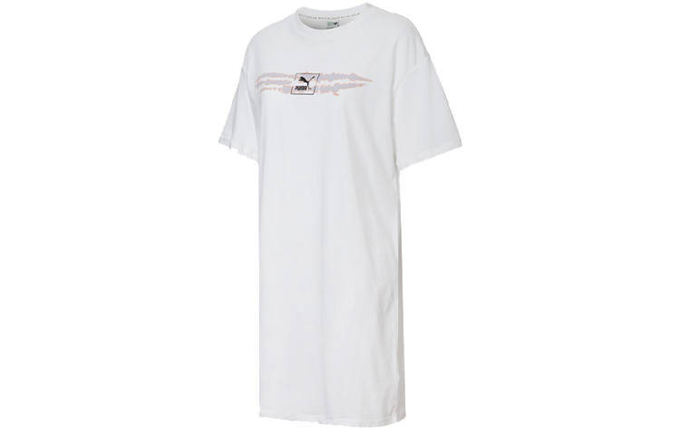 PUMA Short Sleeved Dresses Women's White Crew Neck Moderate Short