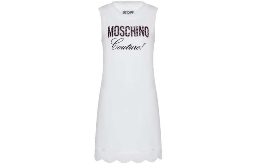 MOSCHINO Sleeveless Dresses Women's White Crew Neck