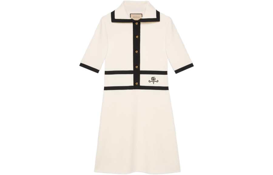 GUCCI SS22 Short Sleeved Dress Women's Ivory White