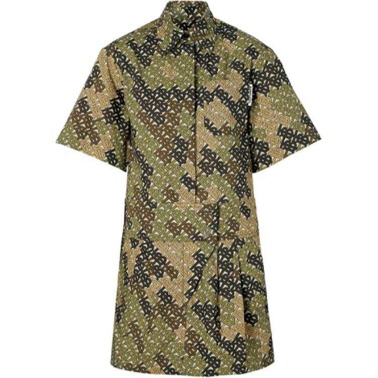 Burberry Print Short Sleeved Dress Women's Army Green