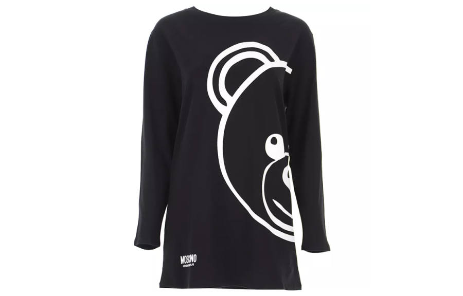 MOSCHINO Long Sleeved Dresses Women's Black Crew Neck Moderate Short
