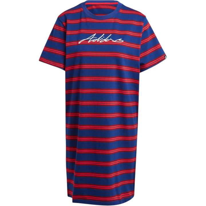Adidas Adidas Stripe Pack Graphic Tee Dress Short Sleeved Dress Women's Dark Blue