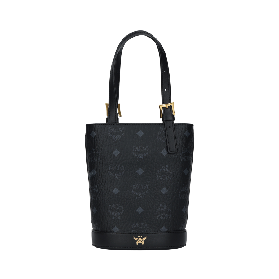 MCM Aren Cow Leather Bucket Bag, One Shoulder Handbag Mini Unisex Black