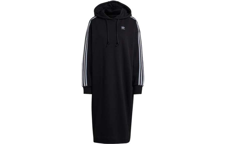 Adidas Adidas Long Sleeved Dresses Women's Black Hooded Moderate Mid Length
