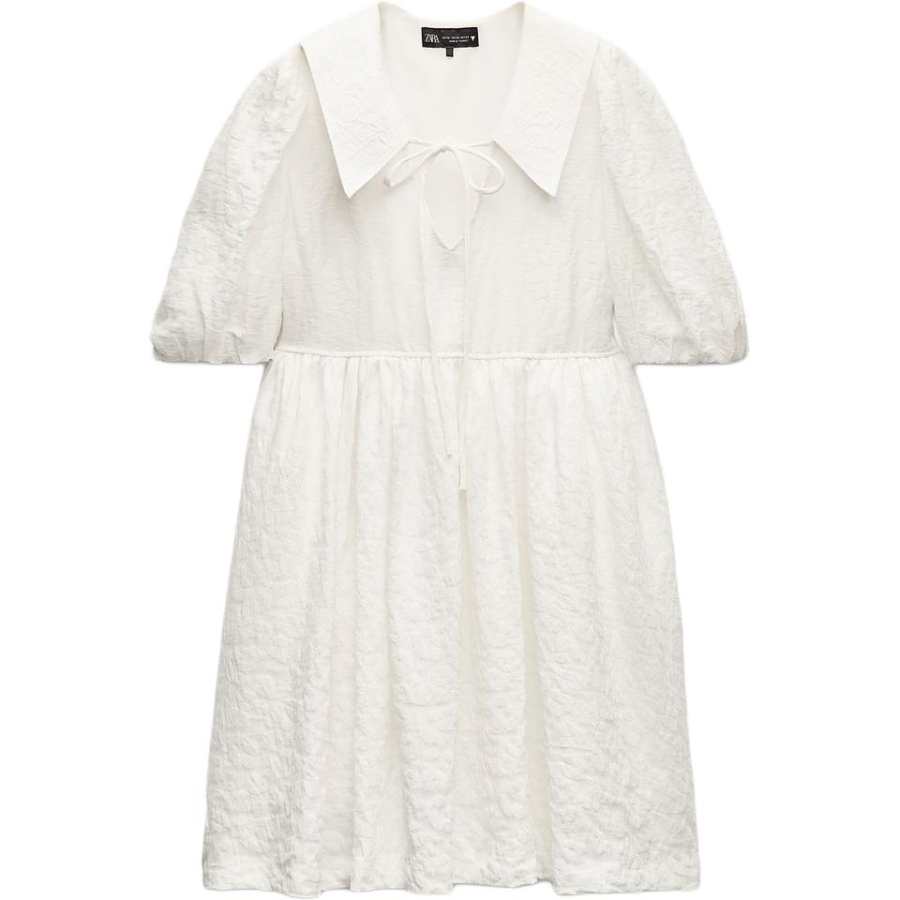 ZARA Short Sleeved Dress Women's White