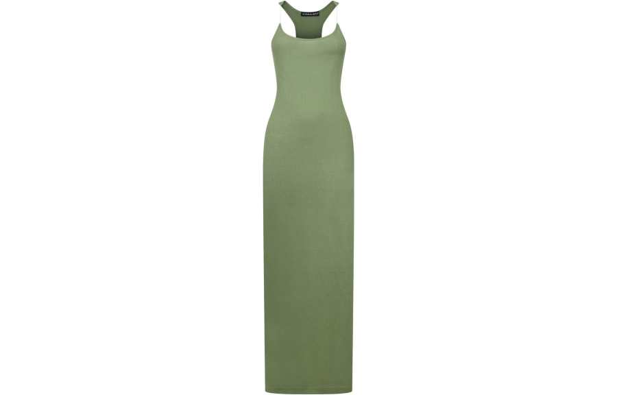 Y/Project Slip Dresses Women's Green Crew Neck Moderate Long