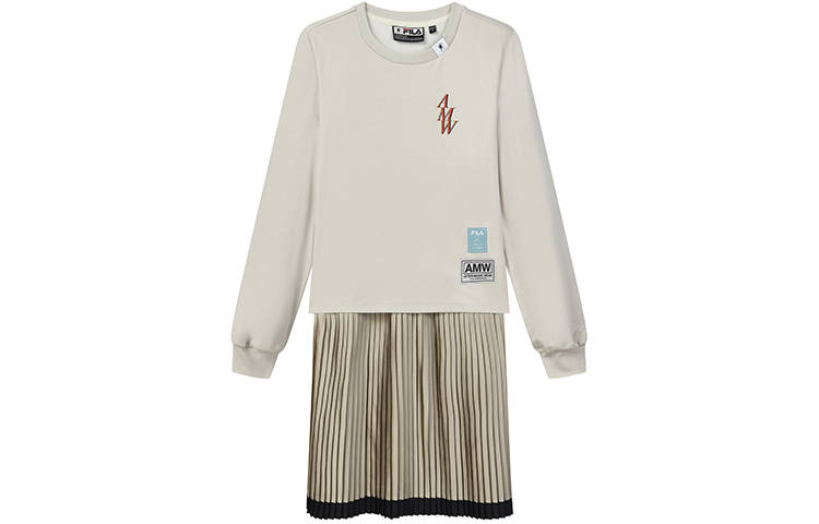 FILA Long Sleeved Dresses Women's Hyacinth Bean Gray Crew Neck Moderate Short