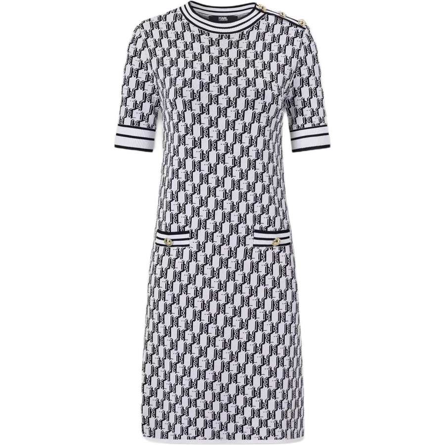 KARL LAGERFELD / Karl Lagerfeld Jeans Short Sleeved Dress Women's Black White