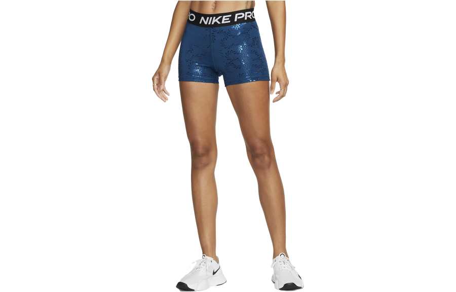 Nike Nike Pro Dri fit Mid Rise 3 Inch Printed Shorts 'Valerian Blue/Black' Shorts