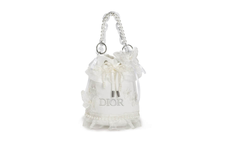 DIOR Plant Fiber Bucket Bag Handbag Regular Women's White