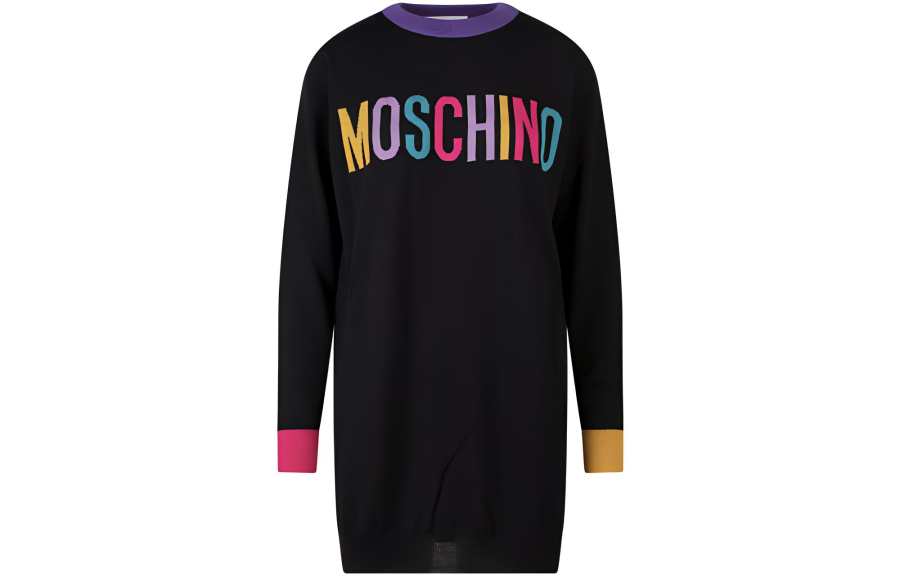 MOSCHINO Long Sleeved Dresses Women's Black Crew Neck