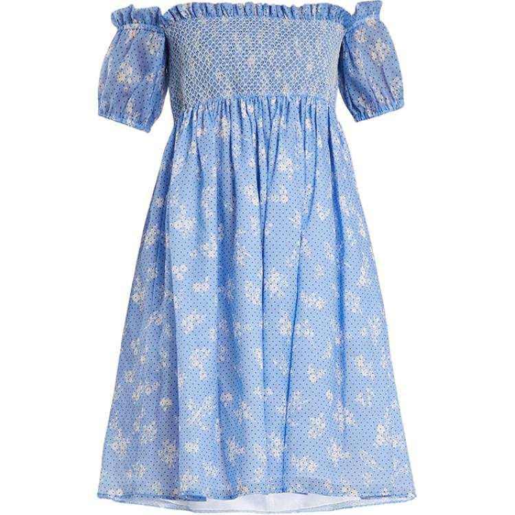 MIU MIU SS23 Short Sleeved Dress Women's Blue