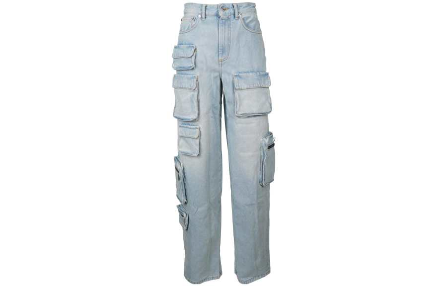 OFF-WHITE OFF WHITE Jeans Women's Light Blue Moderate Cargo Pants