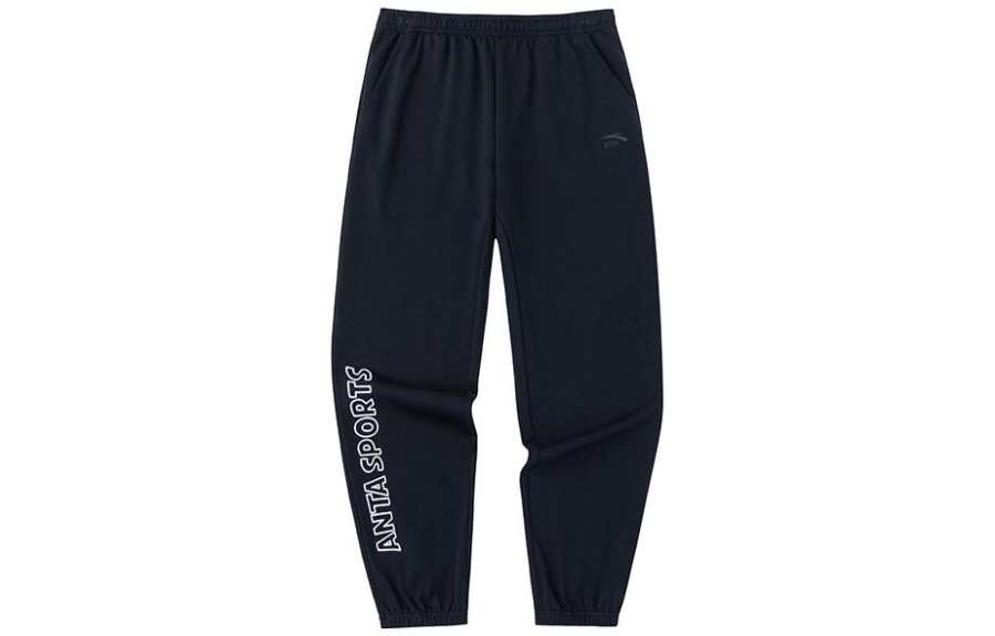 ANTA Sports Life Collection Knitted Sweatpants Women's Black Moderate Cuffed Pants