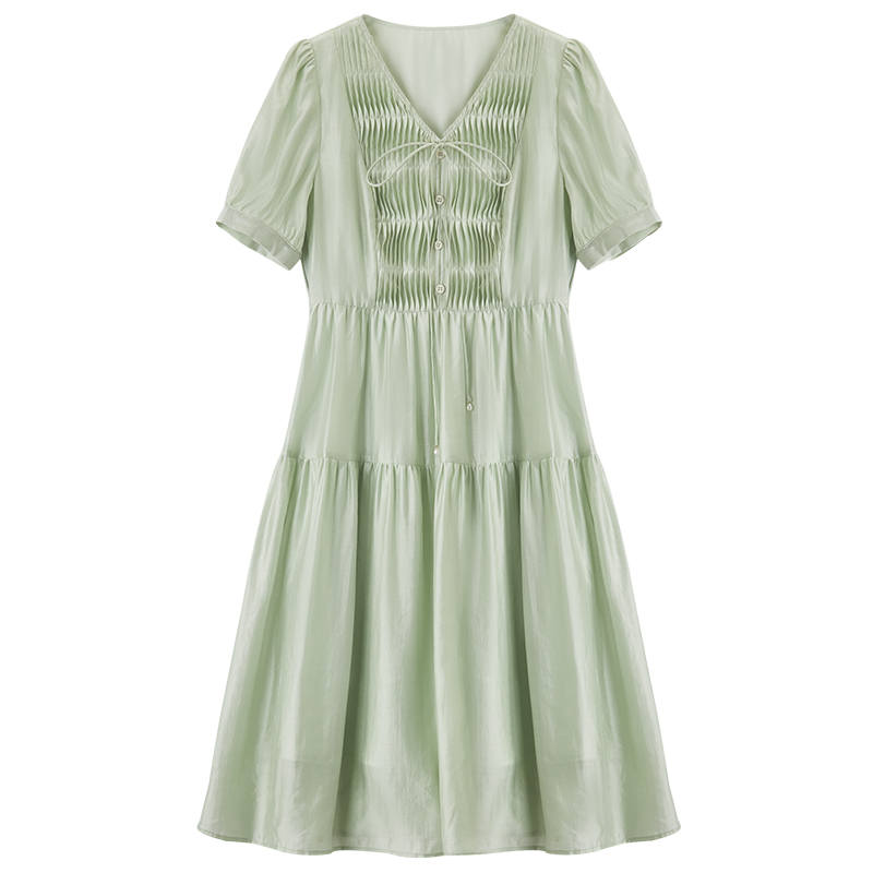XIANGYING Short Sleeved Dress Women's Fruit Green