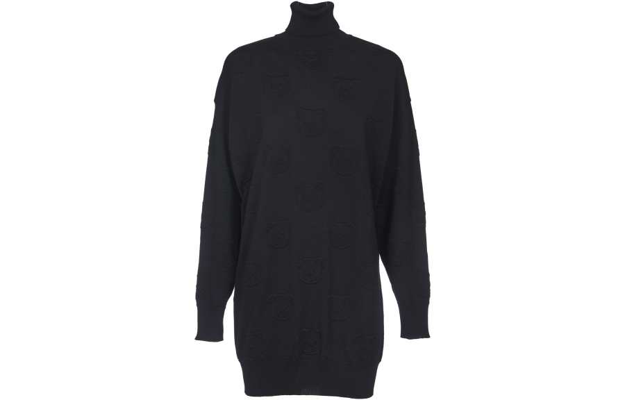 MOSCHINO Long Sleeved Dresses Women's Black Turtleneck Short