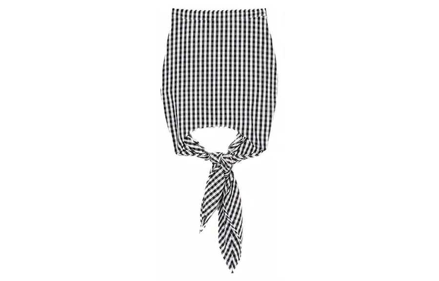 Burberry Scarf Detail Gingham Mini Skirt 'Black Ip Pattern'