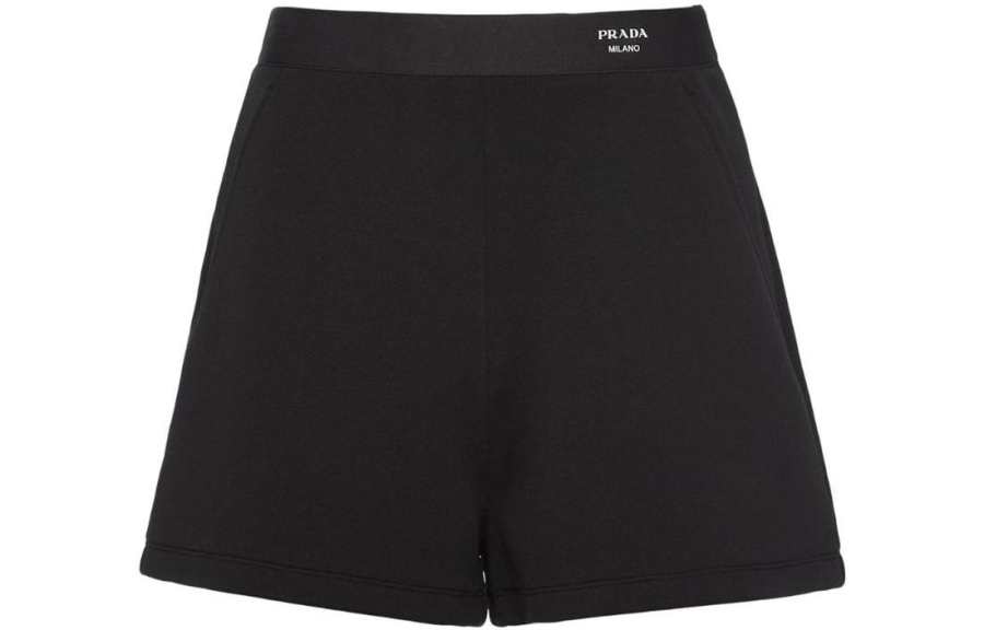 PRADA logo-waistband cotton shorts