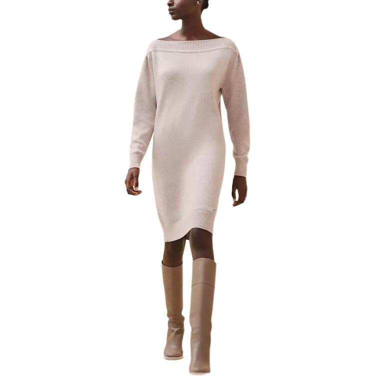 HERMES FW24 Long Sleeved Dress Women's Natural Beige