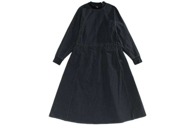 THE NORTH FACE Long Sleeved Dresses Women's Black Crew Neck Thin Mid Length