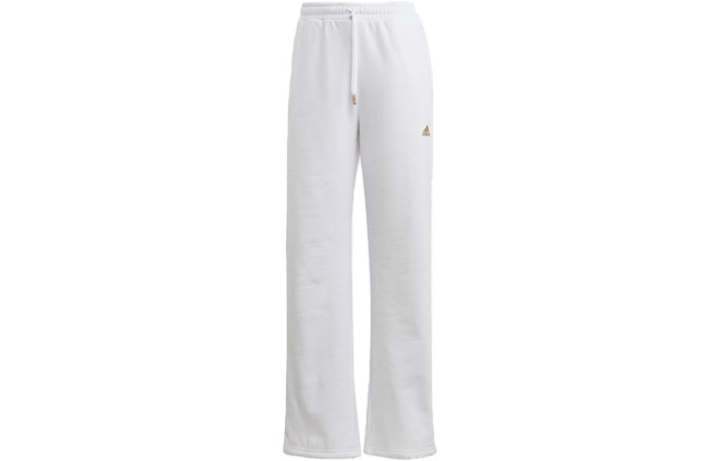 Adidas Adidas Embossed Monogram Fleece Pants Knitted Sweatpants Women's White