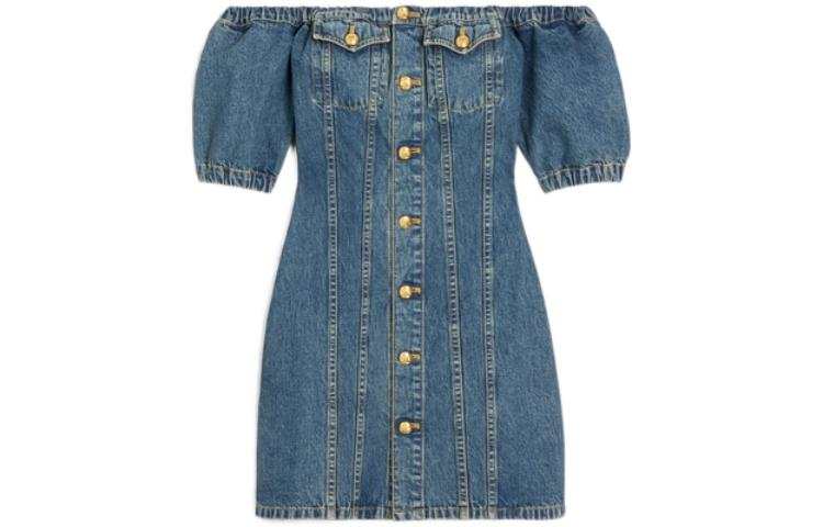 CELINE CELINE Lolita Buttoned Off Shoulder Dress