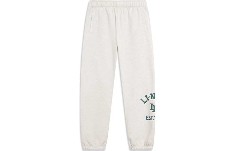 Li-Ning Li Ning Sports Life Collection Knitted Sweatpants Women's Heather Gray Tile Gray Thickened Cuffed Pants
