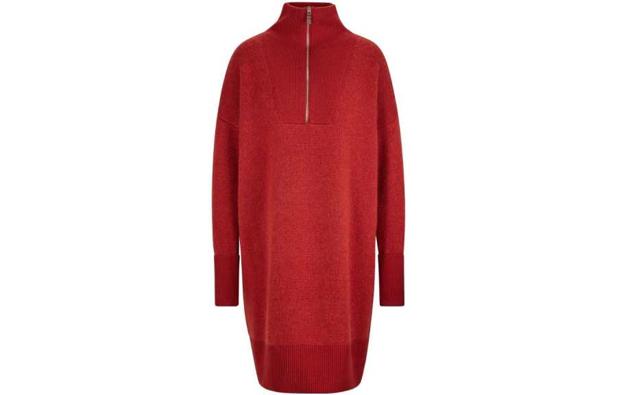HUGO BOSS Long Sleeved Dresses Women's Red Turtleneck Moderate Short